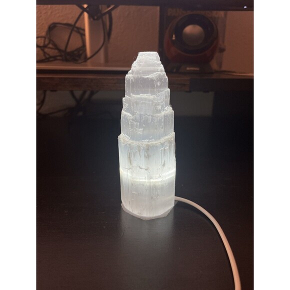 Natural Selenite Crystal Stacked Lamp - Picture 2 of 3